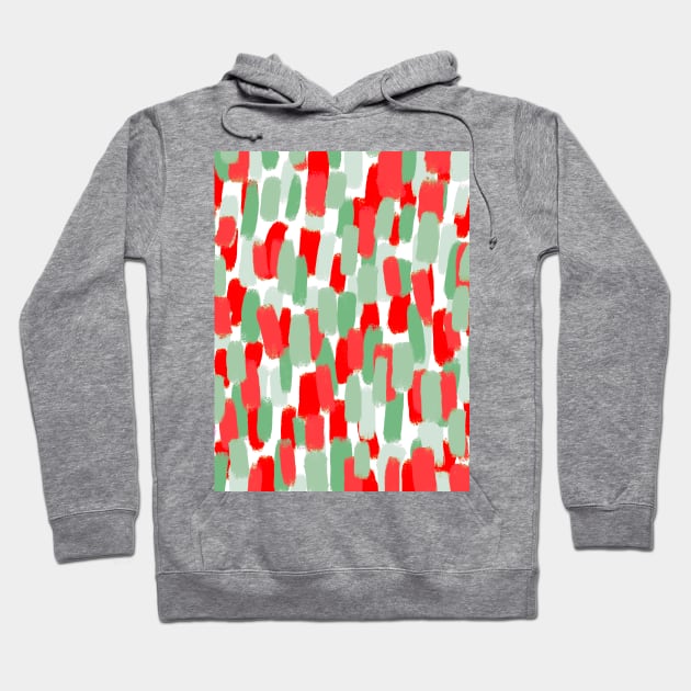 Red and Green, Paint Brush Strokes, Abstract Hoodie by OneThreeSix